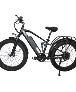 CMACEWHEEL TP26 Full Suspension Electric Mountain Bike, 26*4.0 Inch Fat Tire 48V 750W Brushless Motor 17Ah Li-battery 45Km/h Max Speed Shimano 7 Speed Transmission Black