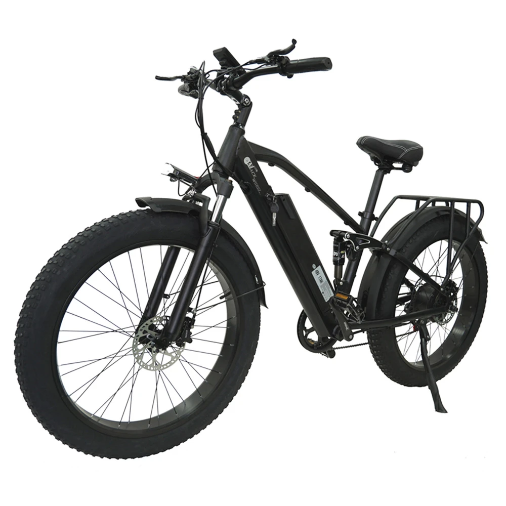 CMACEWHEEL TP26 Full Suspension Electric Mountain Bike, 26*4.0 Inch Fat Tire 48V 750W Brushless Motor 17Ah Li-battery 45Km/h Max Speed Shimano 7 Speed Transmission Black - Image 2