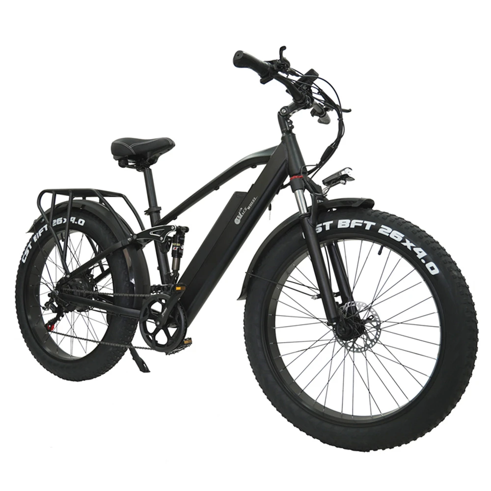 CMACEWHEEL TP26 Full Suspension Electric Mountain Bike, 26*4.0 Inch Fat Tire 48V 750W Brushless Motor 17Ah Li-battery 45Km/h Max Speed Shimano 7 Speed Transmission Black - Image 3