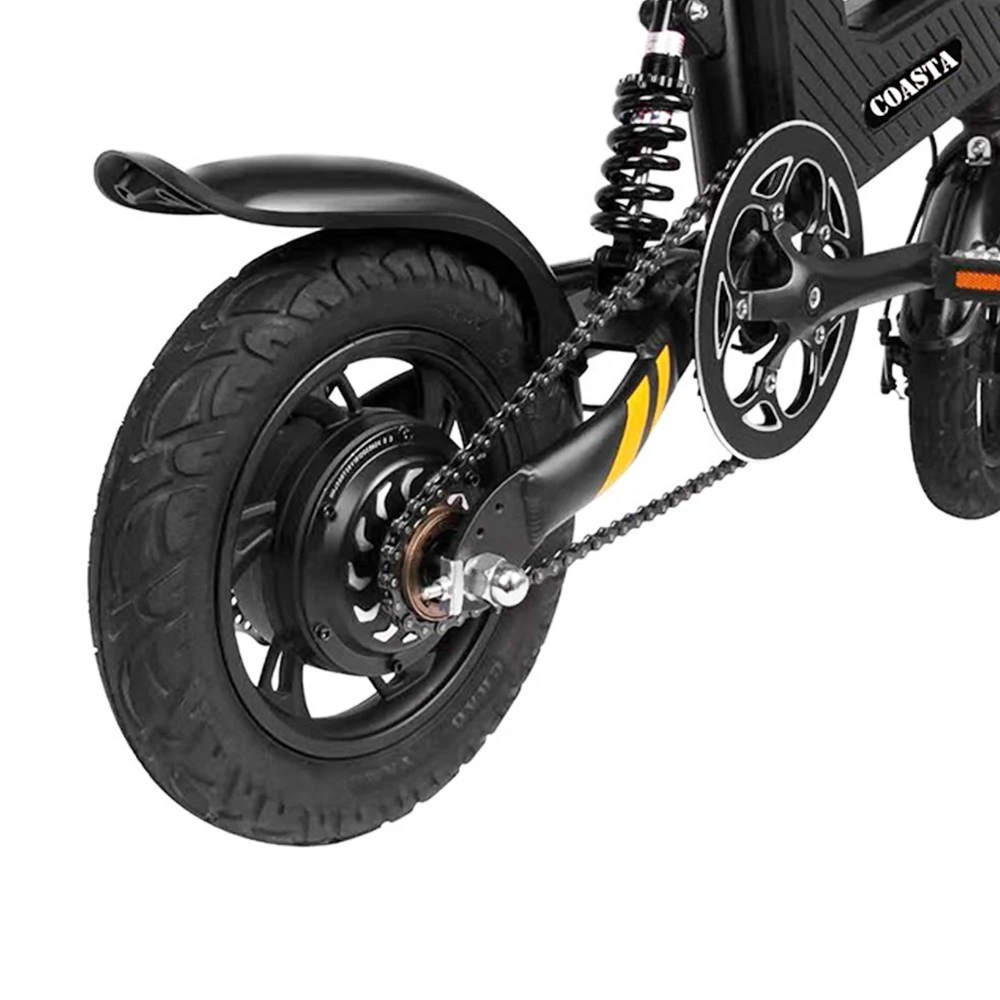 COASTA T18 Electric Bike 12 Inch Pneumatic Tire 350W Motor 25Km/h Max Speed 7.8Ah Battery 120KG Max Load IP54 Waterproof - Black - Image 5