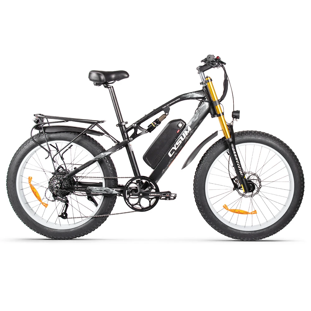 CYSUM M900 Fat Tire Electric Bike 26*4.0 Inch Chaoyang Fat Tire 48V 1000W Brushless Gear Motor 40Km/h Max Speed 17Ah Removable Battery For 50-70 Range - Black - Image 2