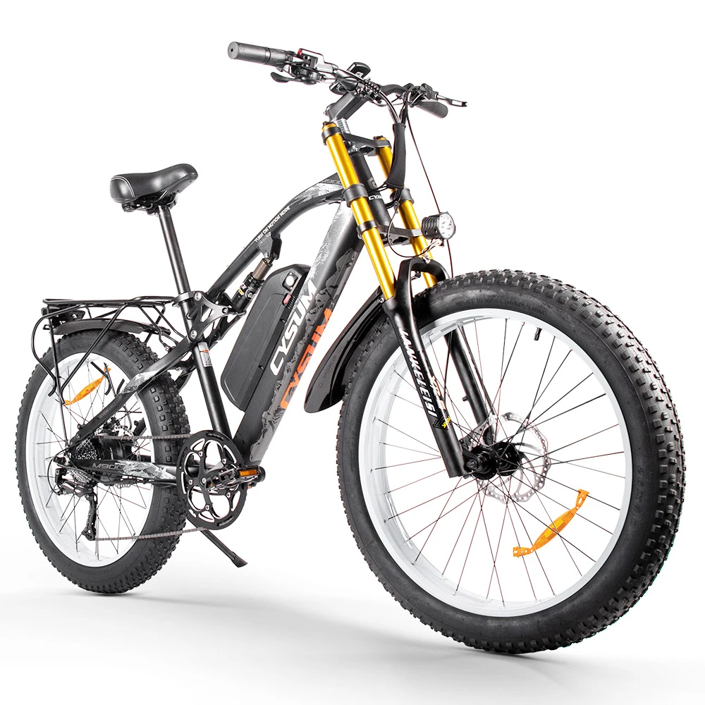 CYSUM M900 Fat Tire Electric Bike 26*4.0 Inch Chaoyang Fat Tire 48V 1000W Brushless Gear Motor 40Km/h Max Speed 17Ah Removable Battery For 50-70 Range - Black