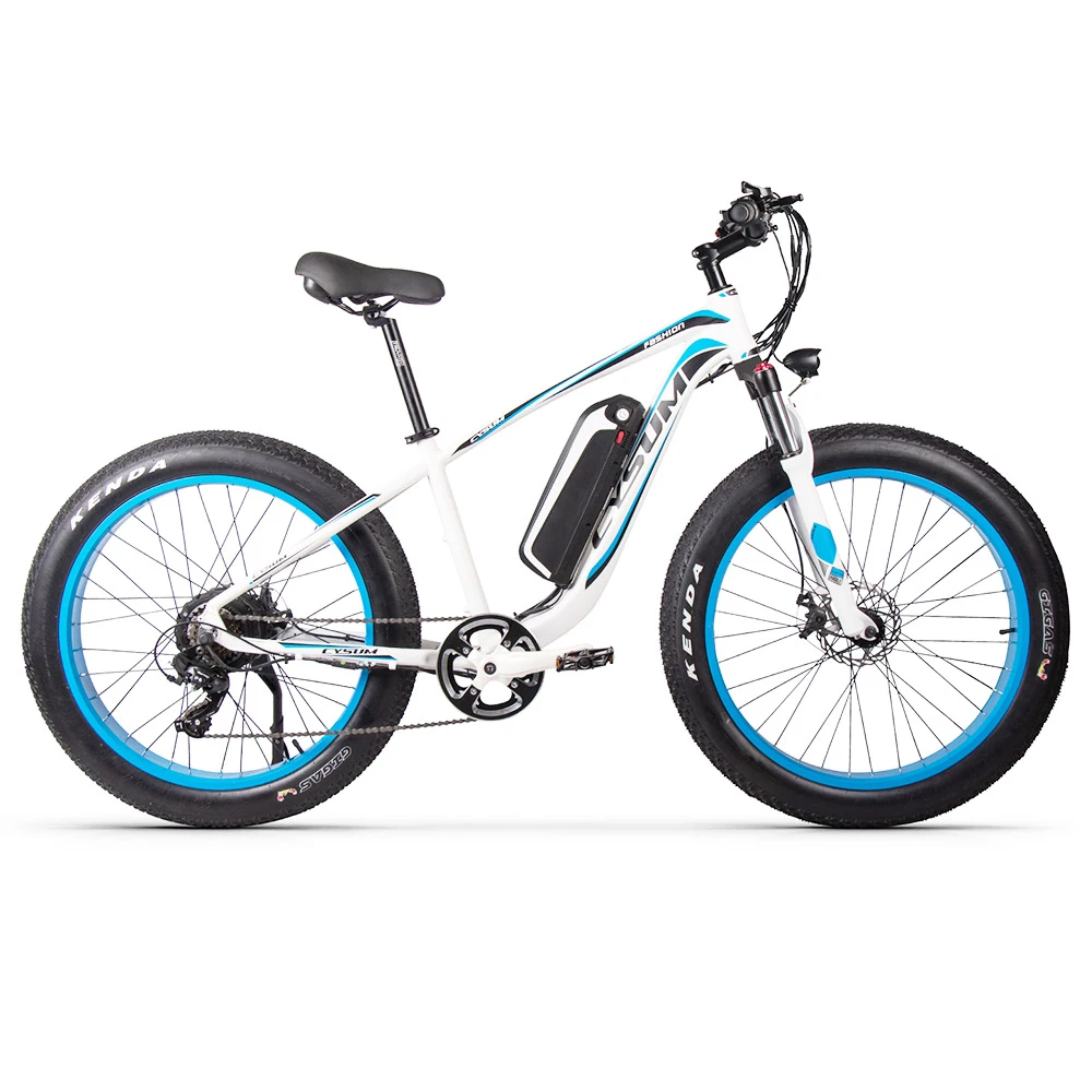 CYSUM M980 Fat Tire Electric Bike 48V 1000W Brushless Motor 17Ah Removable Battery For 50-70 Range - Black-Blue