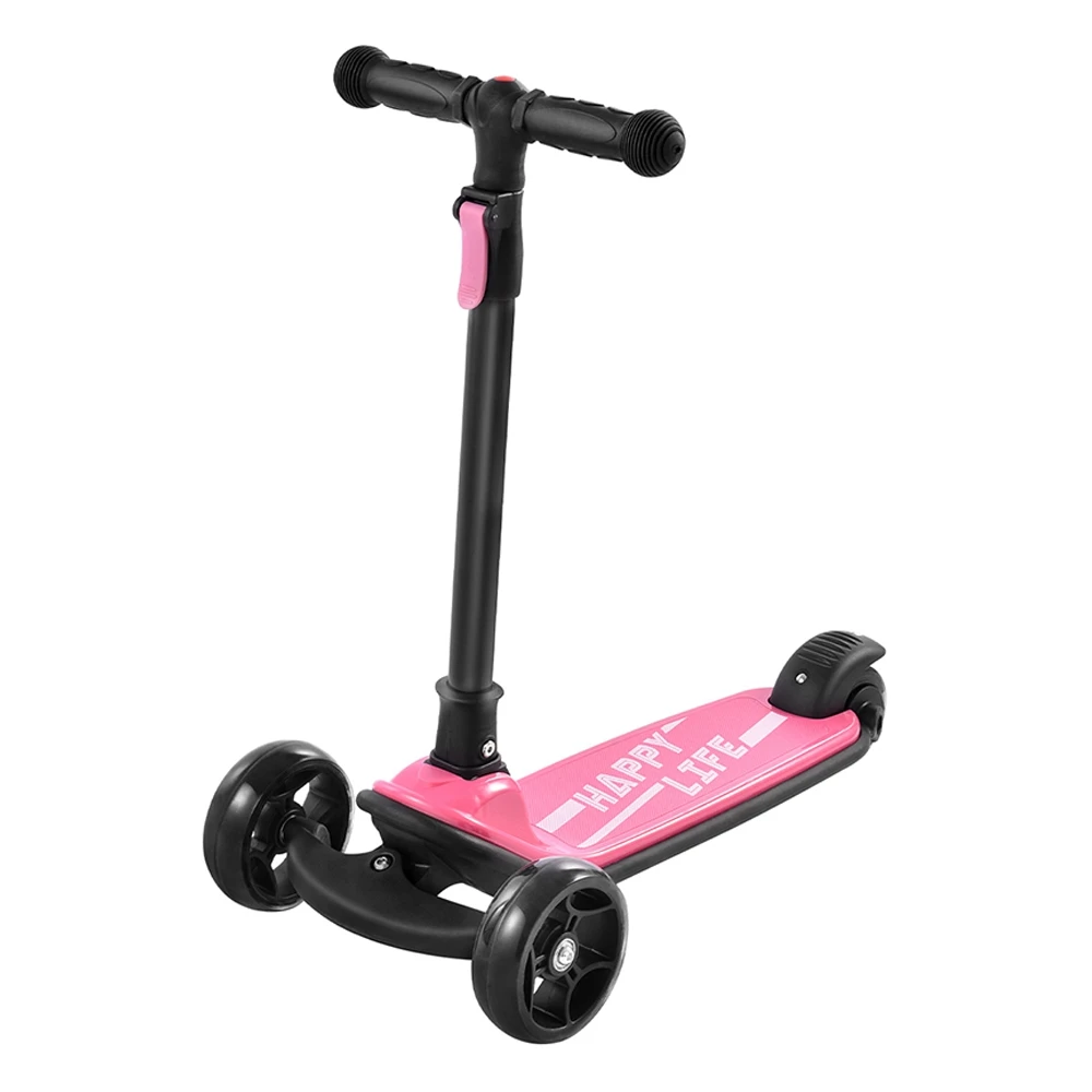 Kick Scooter Glide Scooter With Extra Wide PU Light-Up Wheels And 4 Adjustable Heights For Children From 3-12 Pink