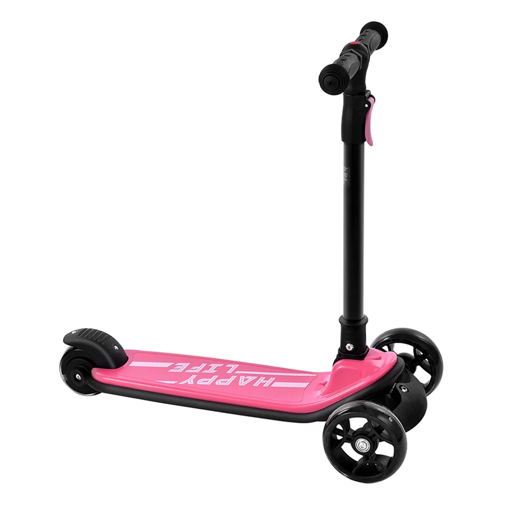 Kick Scooter Glide Scooter With Extra Wide PU Light-Up Wheels And 4 Adjustable Heights For Children From 3-12 Pink - Image 2