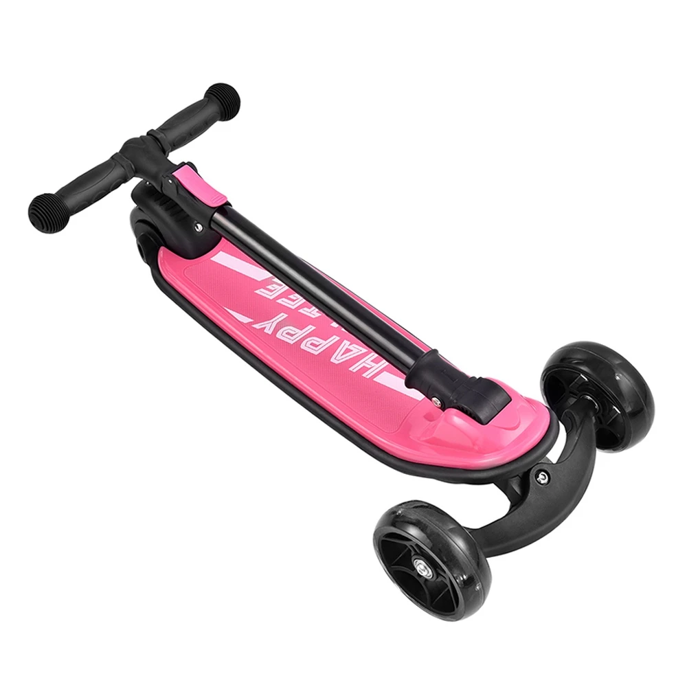 Kick Scooter Glide Scooter With Extra Wide PU Light-Up Wheels And 4 Adjustable Heights For Children From 3-12 Pink - Image 3