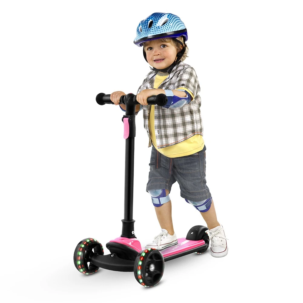 Kick Scooter Glide Scooter With Extra Wide PU Light-Up Wheels And 4 Adjustable Heights For Children From 3-12 Pink - Image 6