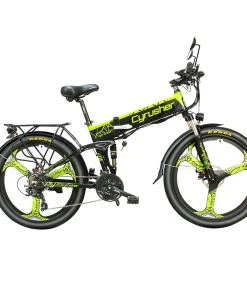 Cyrusher XF770 Folding Electric Bike 500W 48V 10 Ah Hidden Battery 7 Speed Mountain E-bike - Green