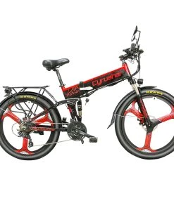 Cyrusher XF770 Folding Electric Bike 500W 48V 10 Ah Hidden Battery 7 Speed Mountain E-bike - Red