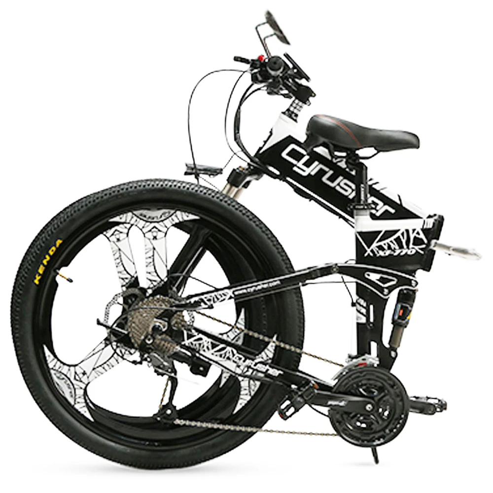 Cyrusher XF770 Folding Electric Bike 500W 48V 10 Ah Hidden Battery 7 Speed Mountain E-bike - White - Image 3