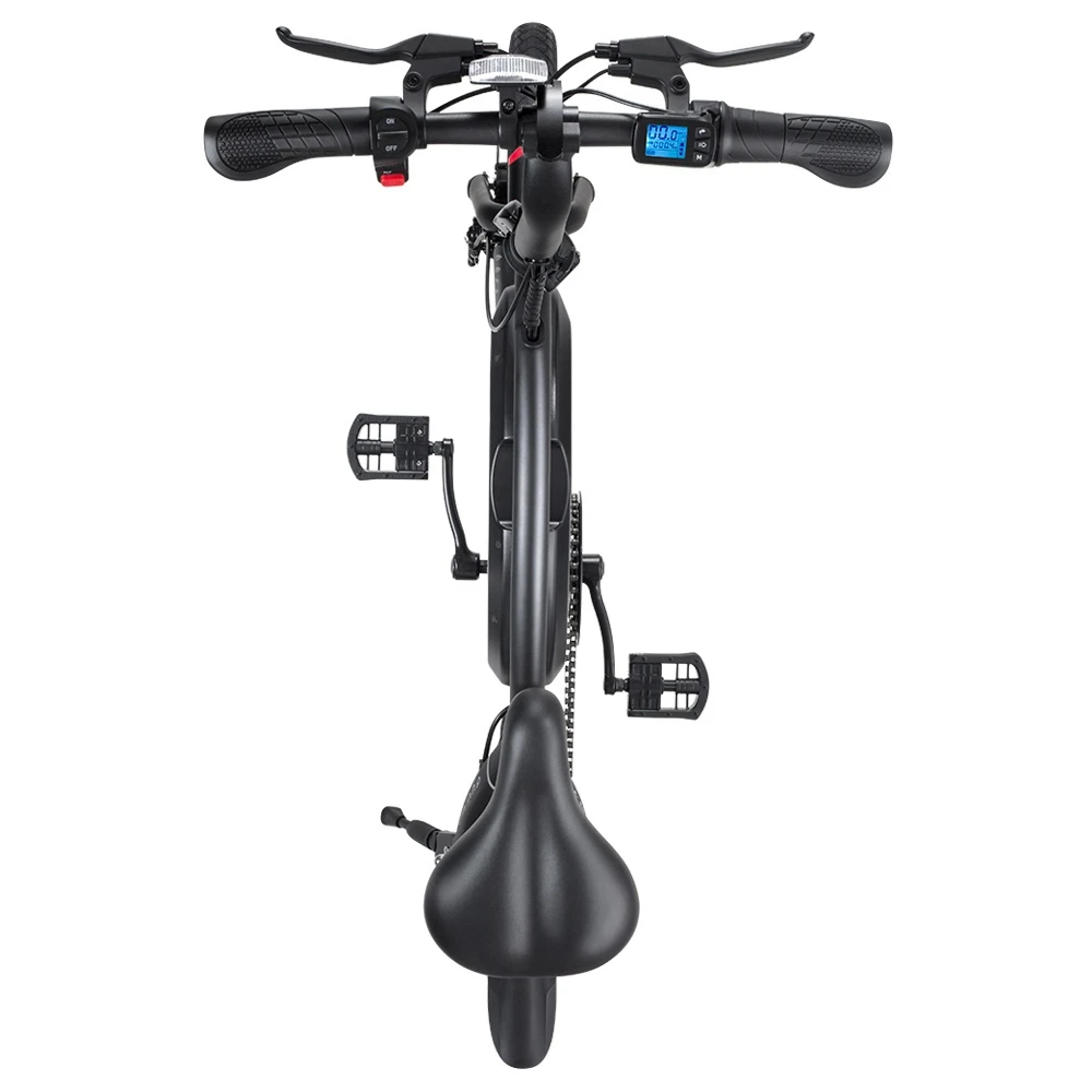 DYU D3+ Folding Moped Electric Bike 14 Inch Inflatable Rubber Tires 240W Motor 10Ah Battery Max Speed 25km/h Up To 45km Range Dual Disc Brakes Adjustable Height APP Control - Black - Image 4