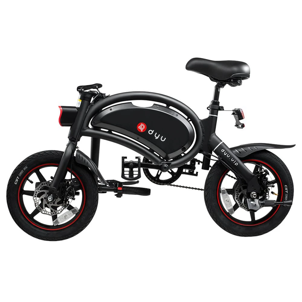 DYU D3+ Folding Moped Electric Bike 14 Inch Inflatable Rubber Tires 240W Motor 10Ah Battery Max Speed 25km/h Up To 45km Range Dual Disc Brakes Adjustable Height APP Control - Black - Image 5