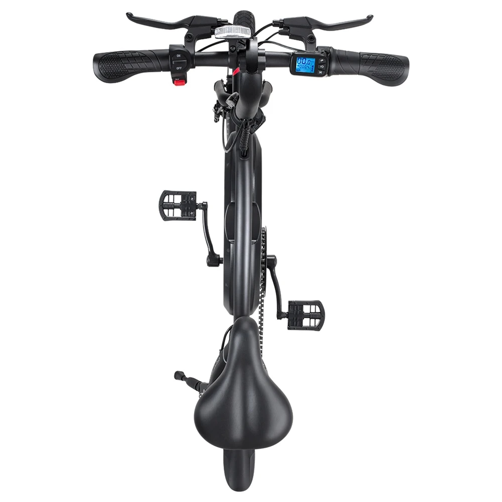 DYU D3+ Folding Moped Electric Bike 14 Inch Inflatable Rubber Tires 240W Motor Max Speed 25km/h Up To 45km Range Dual Disc Brakes Adjustable Height APP Control - White - Image 5