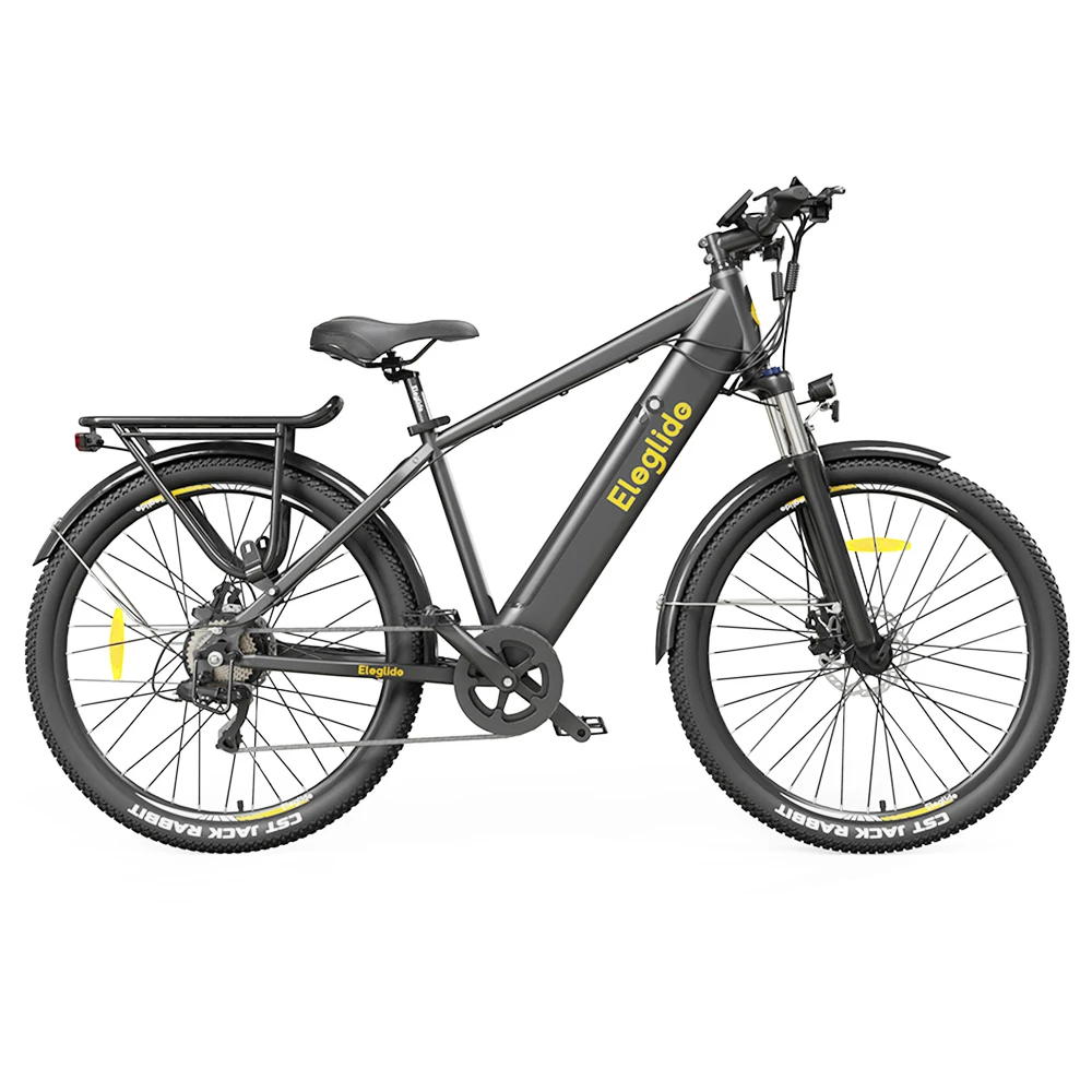 ELEGLIDE T1 Electric Trekking Bike Trekking E-Bike 27.5 Inch CST Tires 36V 12.5AH Battery 250W Motor Shimano 7 Gears Max Speed 25Km/h Max Range 100KM Max Load 120KG IPX4 Waterproof Dual Disk Brake - Black