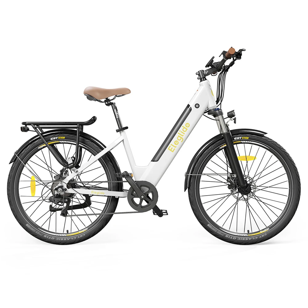 2PCS ELEGLIDE T1 STEP-THRU Electric Trekking Bike 27.5 Inch CST Tires 36V 12.5AH Battery 250W Brushless Motor Shimano 7 Gears Max Speed 25Km/h Max Range 100KM Max Load 120KG IPX4 Waterproof Dual Disk BrakeTrekking E-Bike - White - Image 2