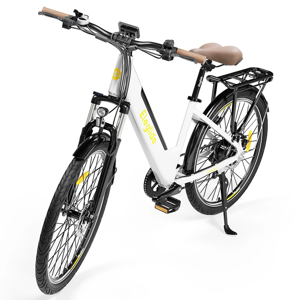 ELEGLIDE T1 STEP-THRU Electric Trekking Bike Trekking Bike 27.5 Inch CST Tires 36V 12.5AH Battery 250W Brushless Motor Shimano 7 Gears Max Speed 25Km/h Max Range 100KM Max Load 120KG IPX4 Waterproof Dual Disk Brake - White - Image 3