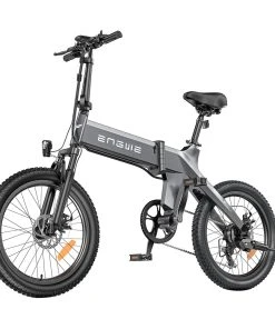 ENGWE C20 Pro Folding Electric Bicycle 20*3.0 Inch Fat Tires 500W Brushless Motor 36V 16Ah Battery 25Km/h Max Speed 120KM Range 150KG Max Load Dual Disc Brakes Shimano 7-Speed Gear- Gray