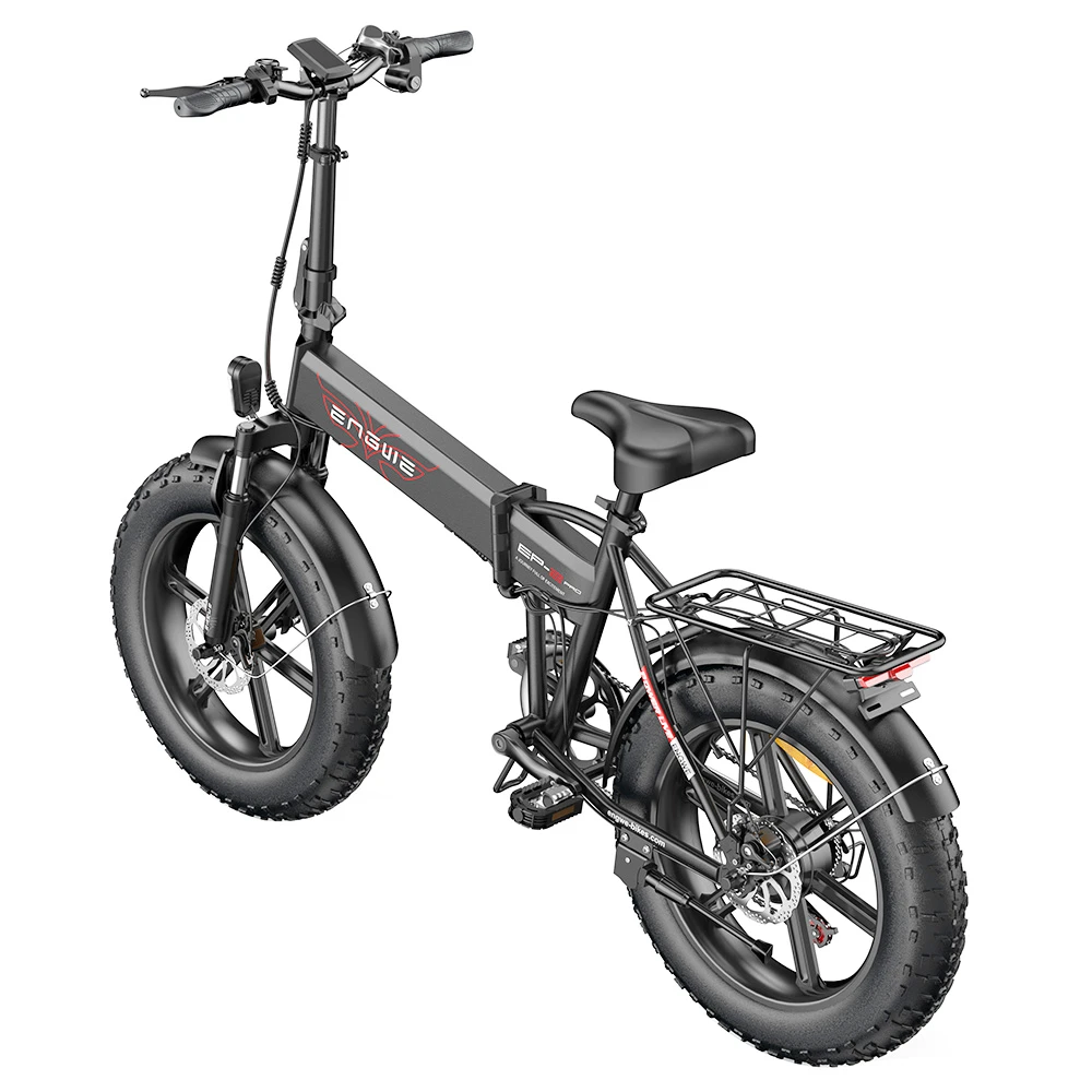 ENGWE EP-2 Pro 2022 Version Folding Electric Bike 20*4.0 Inch Fat Tire 750W Motor 35Km/h Max Speed 48V 13Ah Battery 150KG Max Load SHIMANO 7-Speed Gears Dual Disc Brake 100KM Range Mountain Beach Snow Folding Bicycle - Black - Image 3