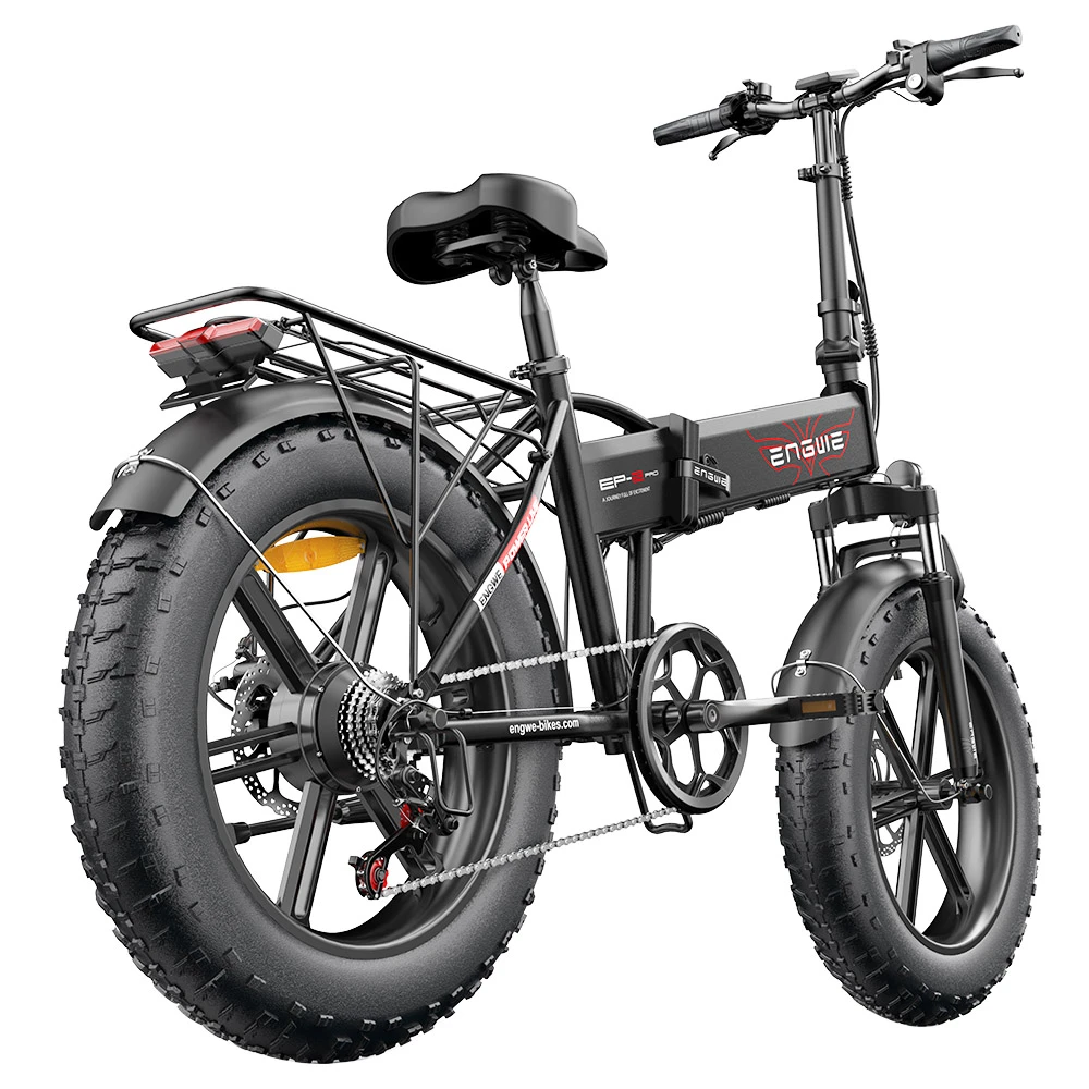 ENGWE EP-2 Pro 2022 Version Folding Electric Bike 20*4.0 Inch Fat Tire 750W Motor 35Km/h Max Speed 48V 13Ah Battery 150KG Max Load SHIMANO 7-Speed Gears Dual Disc Brake 100KM Range Mountain Beach Snow Folding Bicycle - Black - Image 4