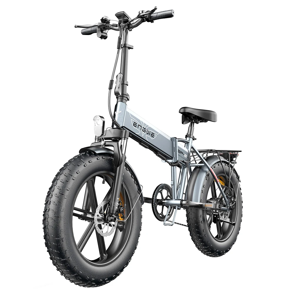ENGWE EP-2 Pro 2022 Version Folding Electric Bike 20*4.0 Inch Fat Tire 750W Motor 35Km/h Max Speed 48V 13Ah Battery 150KG Max Load SHIMANO 7-Speed Gears Dual Disc Brake 100KM Range Mountain Beach Snow Folding Bicycle - Grey - Image 2