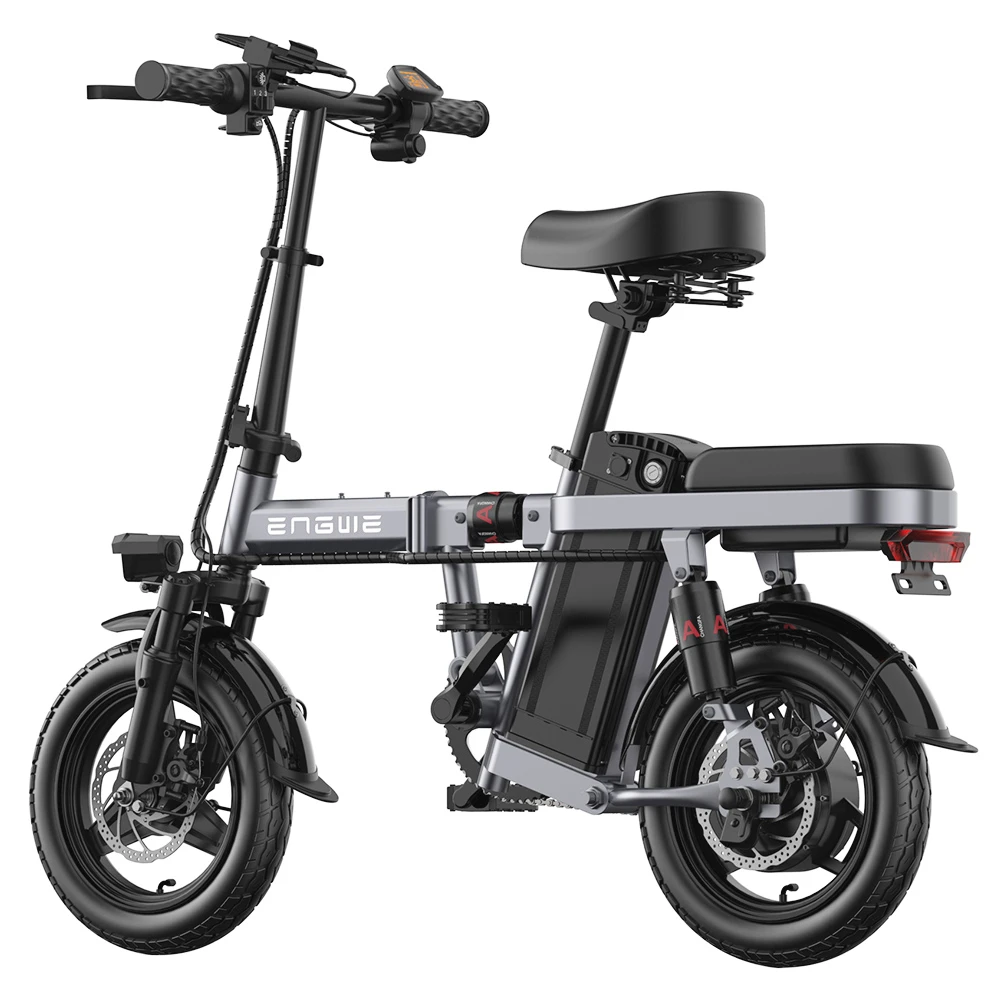 ENGWE T14 Folding Electric Bicycle 14 Inch Tire 350W Brushless Motor 48V 10Ah Battery 33Km/h Max Speed 80KM Range 100KG Load - Gray - Image 2