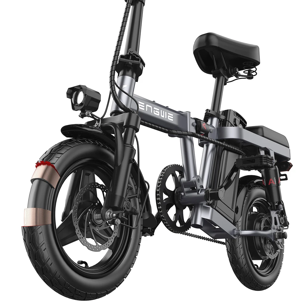 ENGWE T14 Folding Electric Bicycle 14 Inch Tire 350W Brushless Motor 48V 10Ah Battery 33Km/h Max Speed 80KM Range 100KG Load - Gray - Image 5