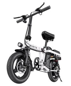 ENGWE T14 Folding Electric Bicycle 14 Inch Tire 350W Brushless Motor 48V 10Ah Battery 33Km/h Max Speed 80KM Range 100KG Load - White