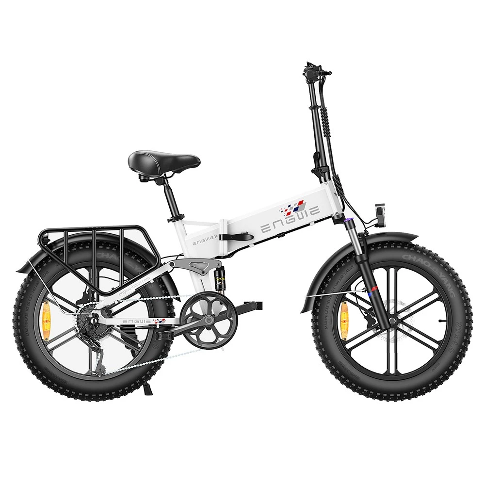 ENGWE X Folding Electric Bike 20*4.0 Inch Chaoyang Off-Road Fat Tires 250W Motor E-Bike 48V 13Ah Battery 25Km/h Max Speed 100KM Range Dual Disc Brake 150KG Max Load - White