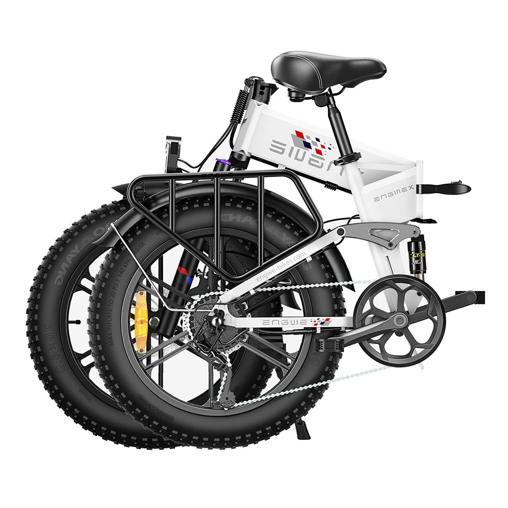 ENGWE X Folding Electric Bike 20*4.0 Inch Chaoyang Off-Road Fat Tires 250W Motor E-Bike 48V 13Ah Battery 25Km/h Max Speed 100KM Range Dual Disc Brake 150KG Max Load - White - Image 3