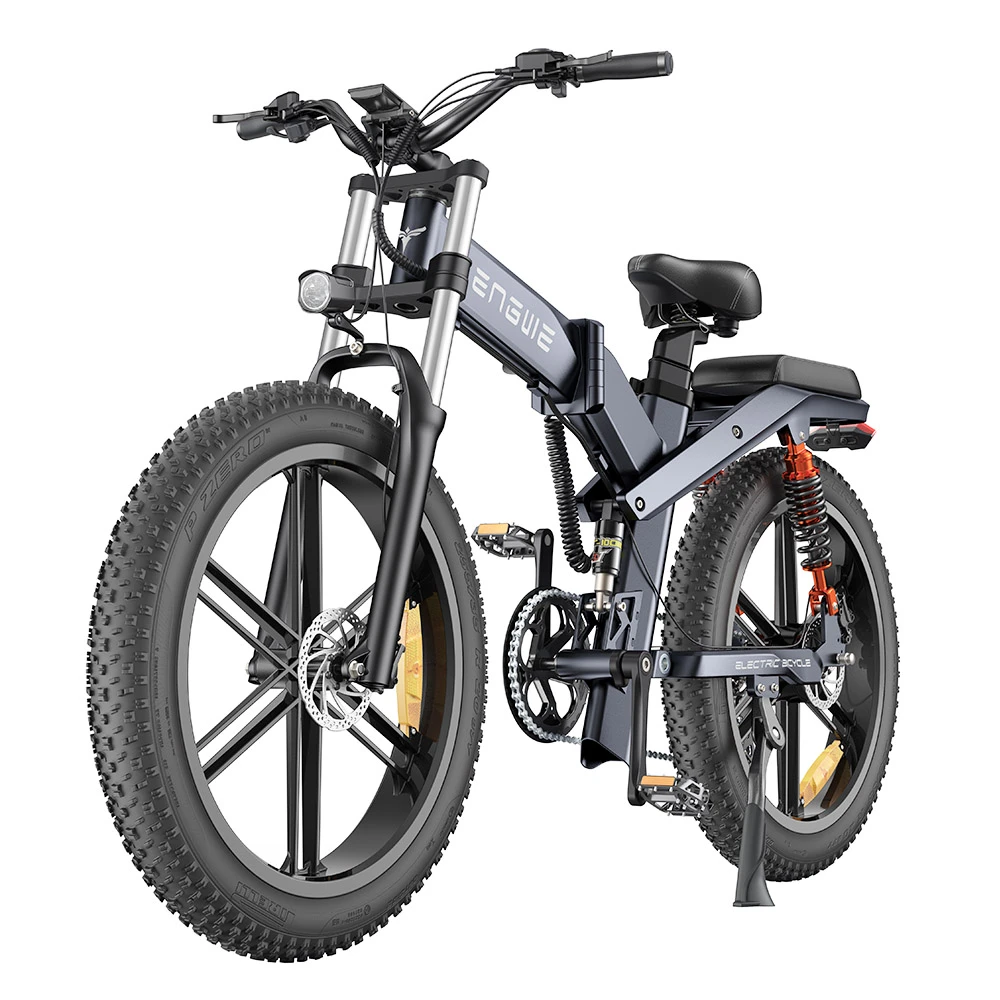 ENGWE X26 Electric Bike 26*4.0 Inch Fat Tires 50Km/h Max Speed 48V 1000W Motor 19.2Ah & 10Ah Dual Batteries For 100KM Range 150KG Max Load Triple Suspension System Shimano 8-Speed Gear Dual Hydraulic Disc Brake For All-Terrain Roads Mountain E-Bike