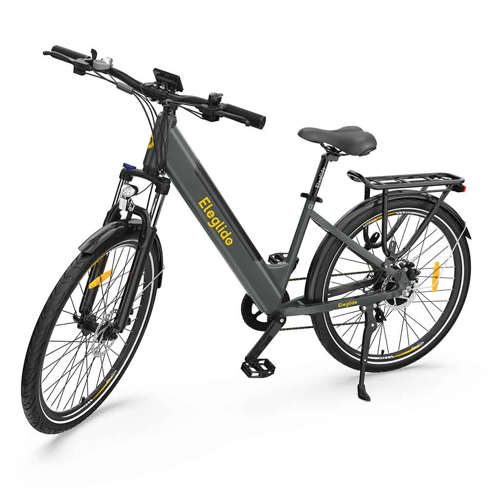 ELEGLIDE T1 STEP-THRU Electric Trekking Bike Trekking Bike 27.5 Inch CST Tires 36V 12.5AH Battery 250W Brushless Motor Shimano 7 Gears Max Speed 25Km/h Max Range 100KM Max Load 120KG IPX4 Waterproof Dual Disk Brake - Gray