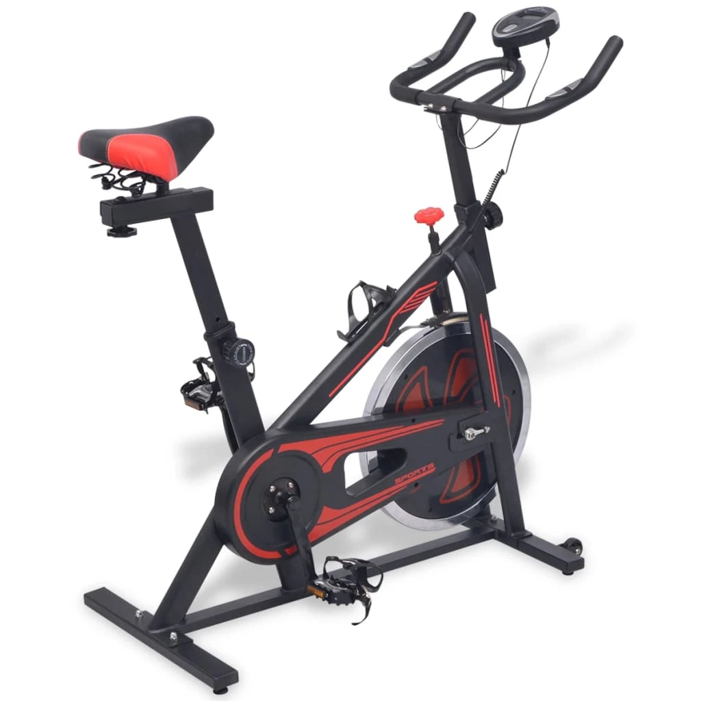 Exercise Spinning Bike With Pulse Sensors Black And Red