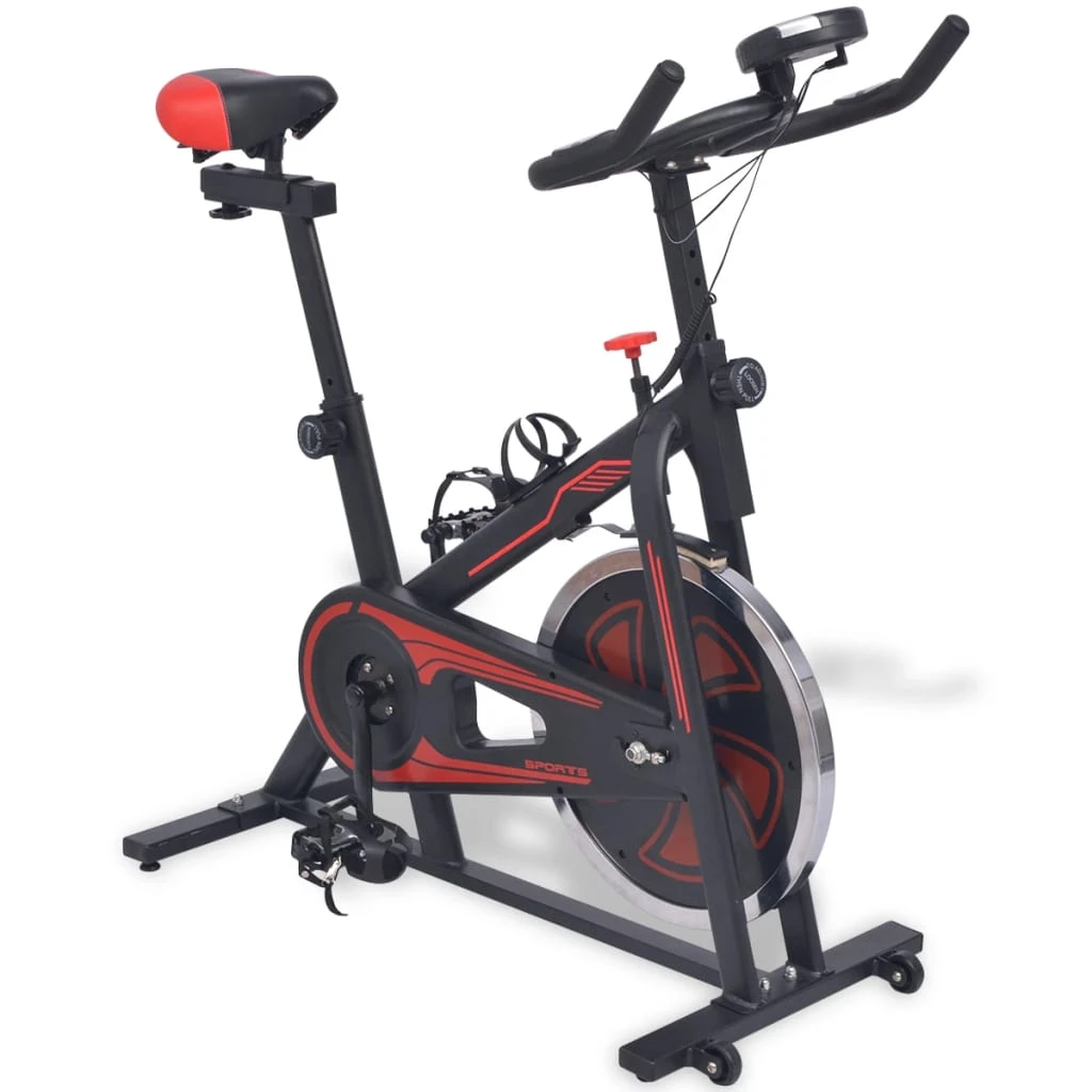 Exercise Spinning Bike With Pulse Sensors Black And Red - Image 2
