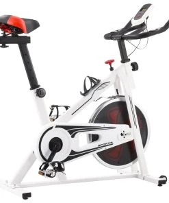 Exercise Spinning Bike With Pulse Sensors White And Red