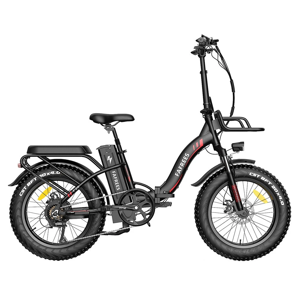 FAFREES F20 Max Electric Bike 20*4.0 Inch Fat Tire 500W Brushless Motor 25Km/h Speed Removable 48V 22.5Ah Lithium Battery Front & Rear Disc Brakes Shimano 7-Speed Gear 150KG Max Speed Folding E-bike With Footrest - Black