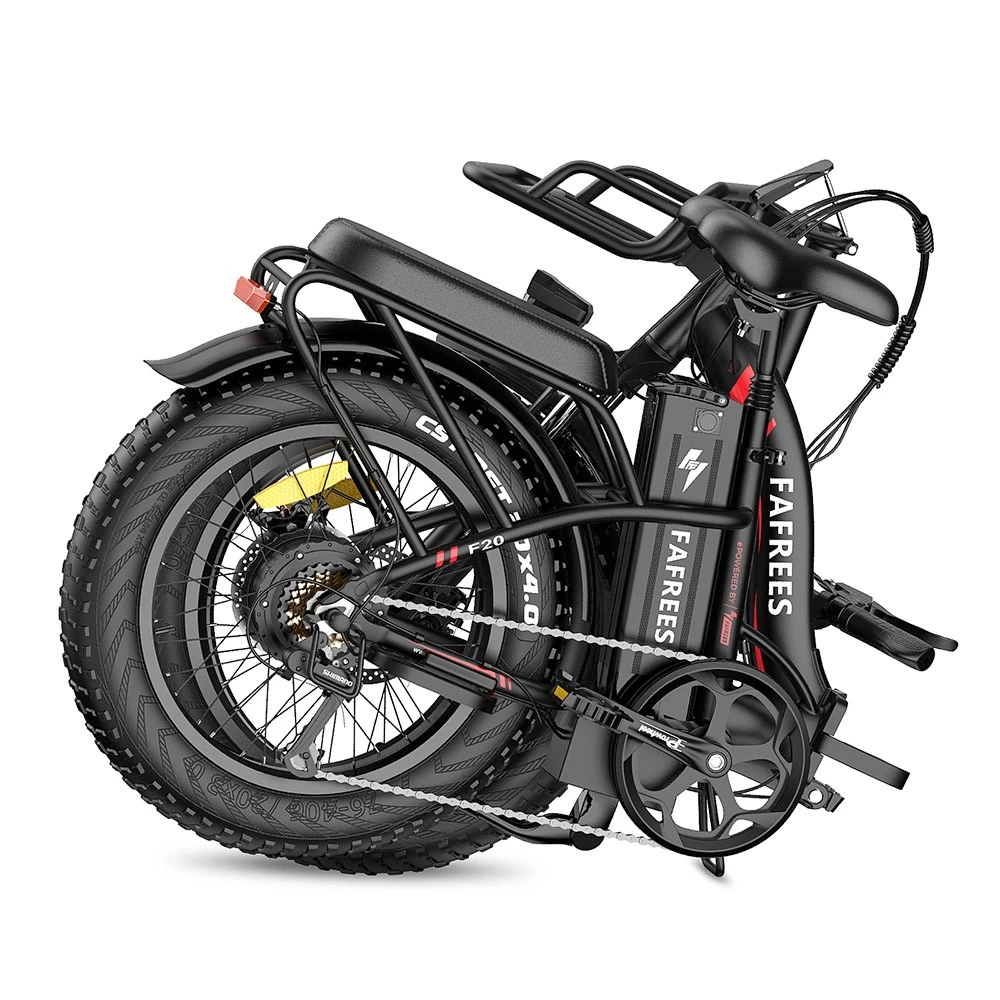 FAFREES F20 Max Electric Bike 20*4.0 Inch Fat Tire 500W Brushless Motor 25Km/h Speed Removable 48V 22.5Ah Lithium Battery Front & Rear Disc Brakes Shimano 7-Speed Gear 150KG Max Speed Folding E-bike With Footrest - Black - Image 6