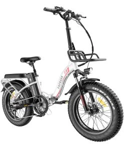 FAFREES F20 Max Electric Bike 20*4.0 Inch Fat Tire 500W Brushless Motor 25Km/h Max Speed Folding Frame E-bike With Removable 48V 18Ah Lithium Battery 140KM Max Range 150KG Load Dual Disc Brakes Shimano 7 Speed Gear - White