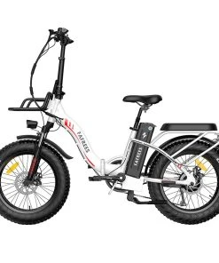 FAFREES F20 Max Electric Bike 20*4.0 Inch Fat Tire 500W Brushless Motor 25Km/h Speed Removable 48V 22.5Ah Lithium Battery Front & Rear Disc Brakes Shimano 7-Speed Gear 150KG Max Speed Folding E-bike With Footrest - White