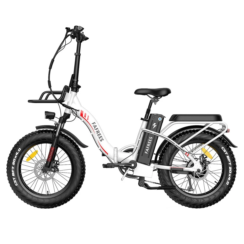 FAFREES F20 Max Electric Bike 20*4.0 Inch Fat Tire 500W Brushless Motor 25Km/h Speed Removable 48V 22.5Ah Lithium Battery Front & Rear Disc Brakes Shimano 7-Speed Gear 150KG Max Speed Folding E-bike With Footrest - White