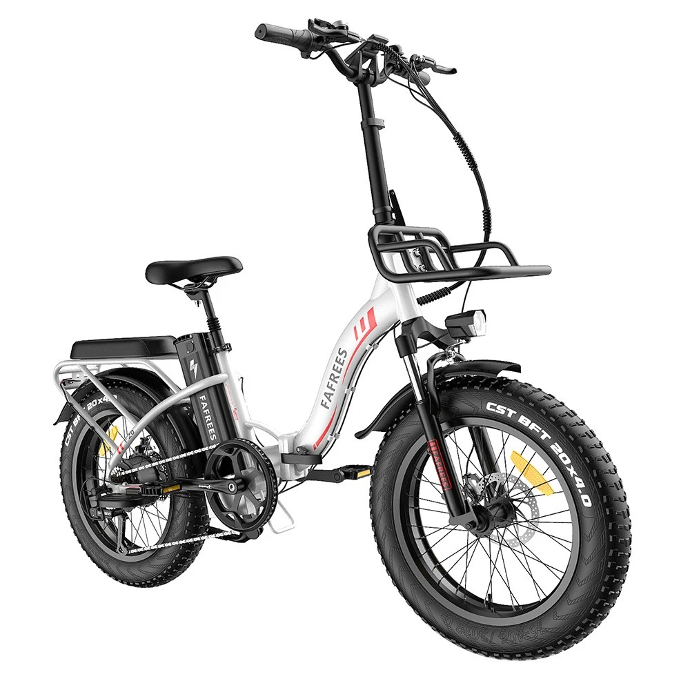 FAFREES F20 Max Electric Bike 20*4.0 Inch Fat Tire 500W Brushless Motor 25Km/h Speed Removable 48V 22.5Ah Lithium Battery Front & Rear Disc Brakes Shimano 7-Speed Gear 150KG Max Speed Folding E-bike With Footrest - White - Image 3