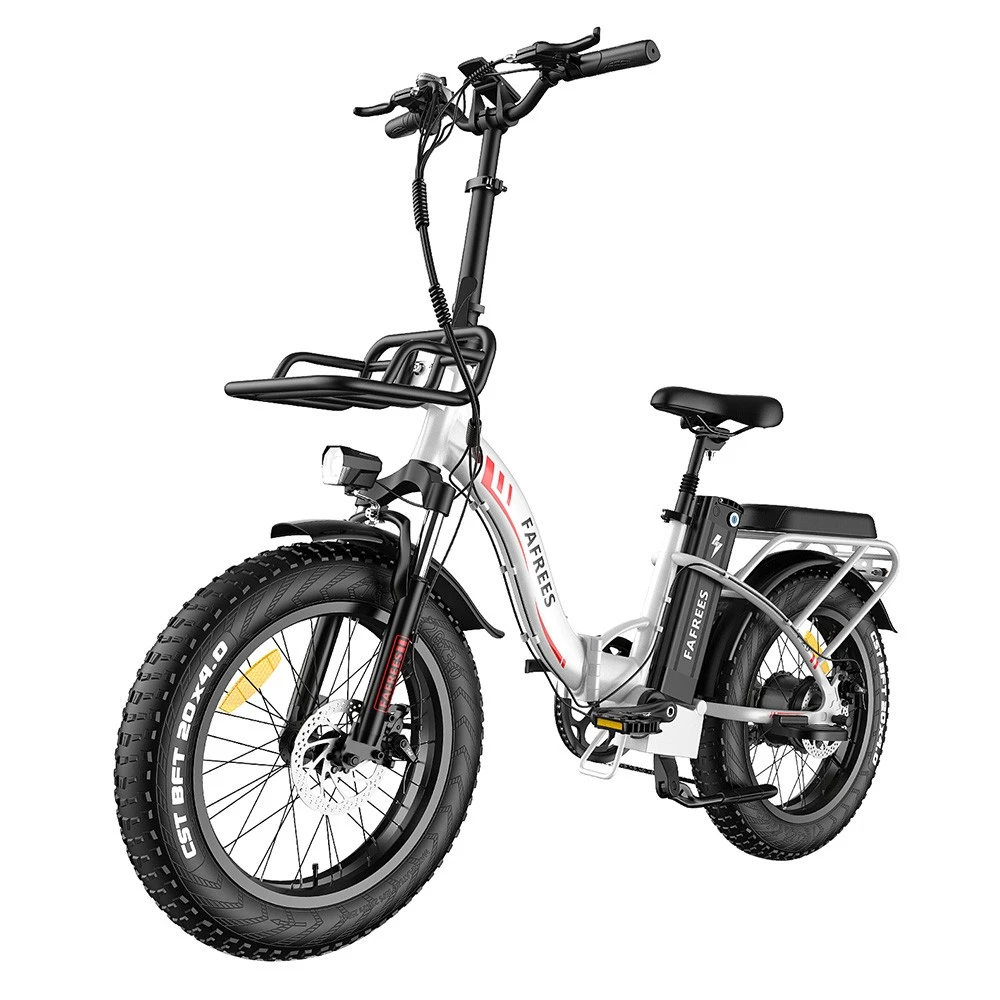FAFREES F20 Max Electric Bike 20*4.0 Inch Fat Tire 500W Brushless Motor 25Km/h Speed Removable 48V 22.5Ah Lithium Battery Front & Rear Disc Brakes Shimano 7-Speed Gear 150KG Max Speed Folding E-bike With Footrest - White - Image 4
