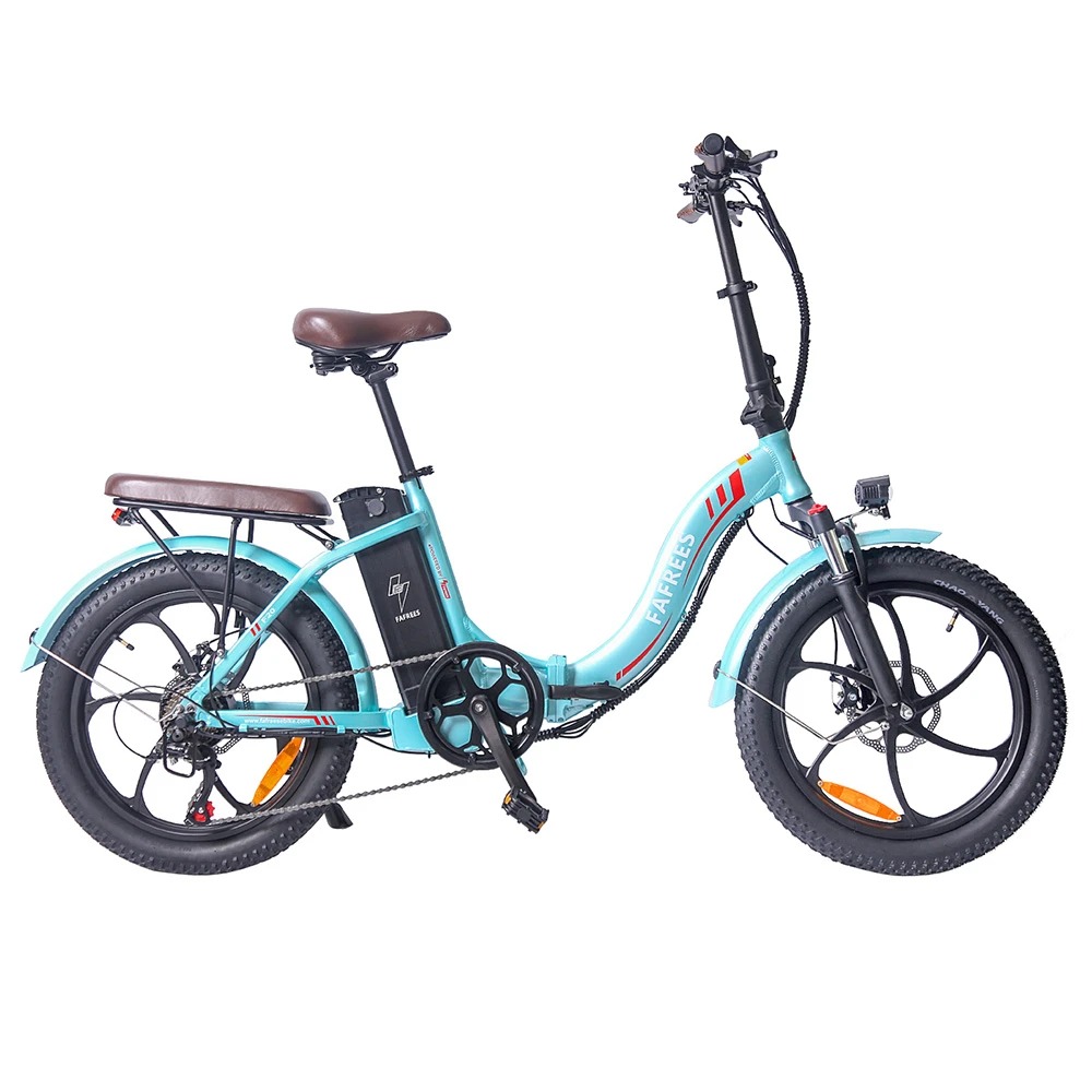 FAFREES F20 Pro Electric Bike 20*3.0 Inch Fat Tire 250W Brushless Motor 25Km/h Max Speed 7-Speed Gears With Removable 36V 18AH Lithium Battery 150KM Max Range Double Disc Brake Folding Frame E-bike - Blue