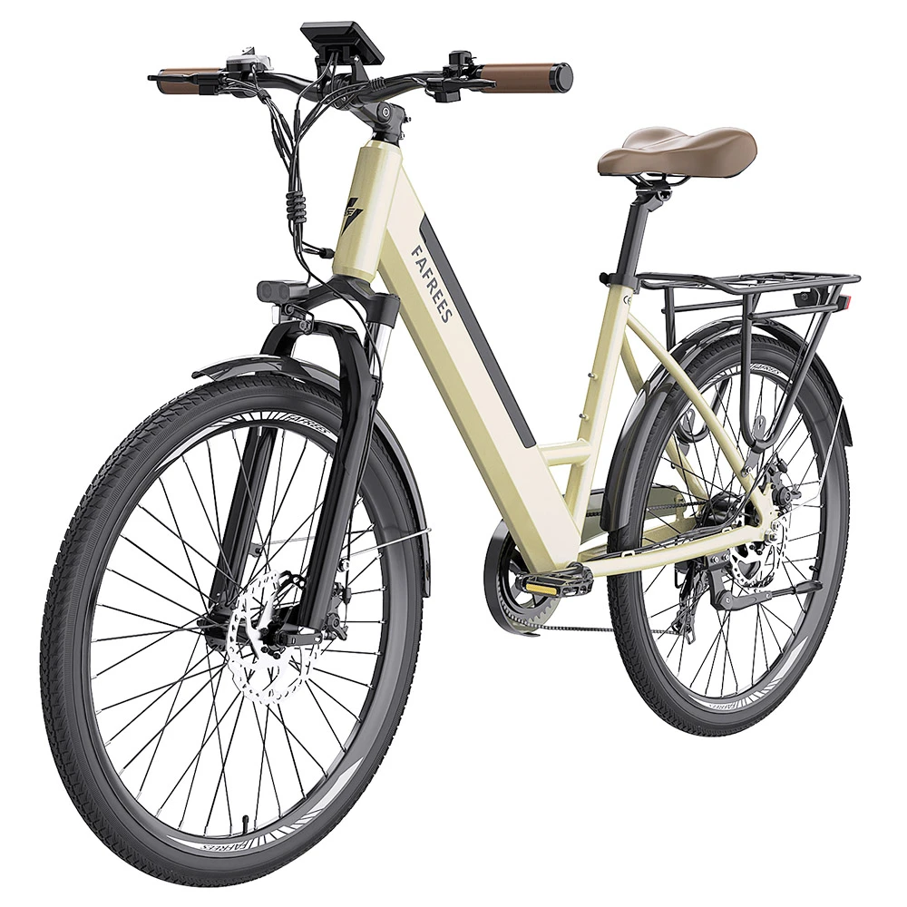 FAFREES F26 Pro City E-Bike 26 Inch Step-through Electric Bicycle 25Km/h 250W Motor 36V 10Ah Embedded Removable Battery Shimano 7 Speed Dual Disc Brakes APP Connect - Golden - Image 5