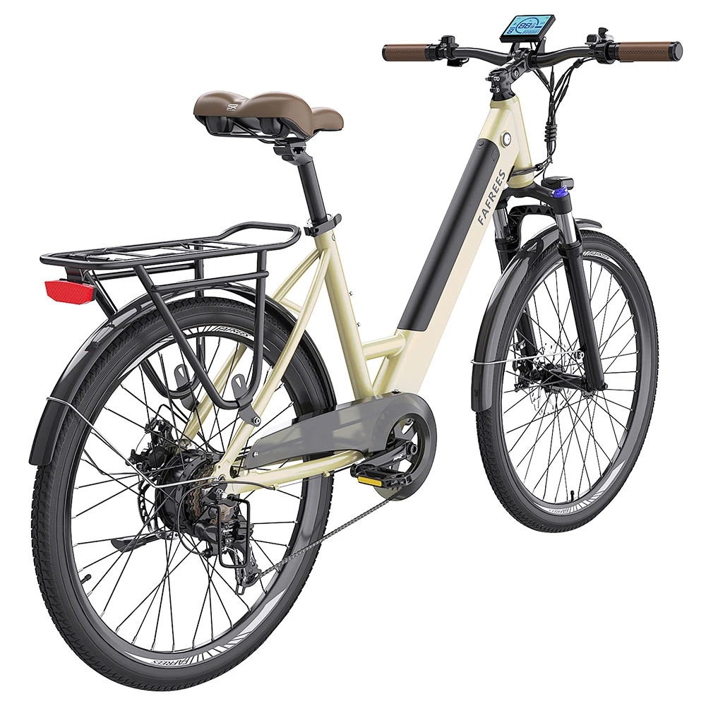FAFREES F26 Pro City E-Bike 26 Inch Step-through Electric Bicycle 25Km/h 250W Motor 36V 10Ah Embedded Removable Battery Shimano 7 Speed Dual Disc Brakes APP Connect - Golden - Image 6