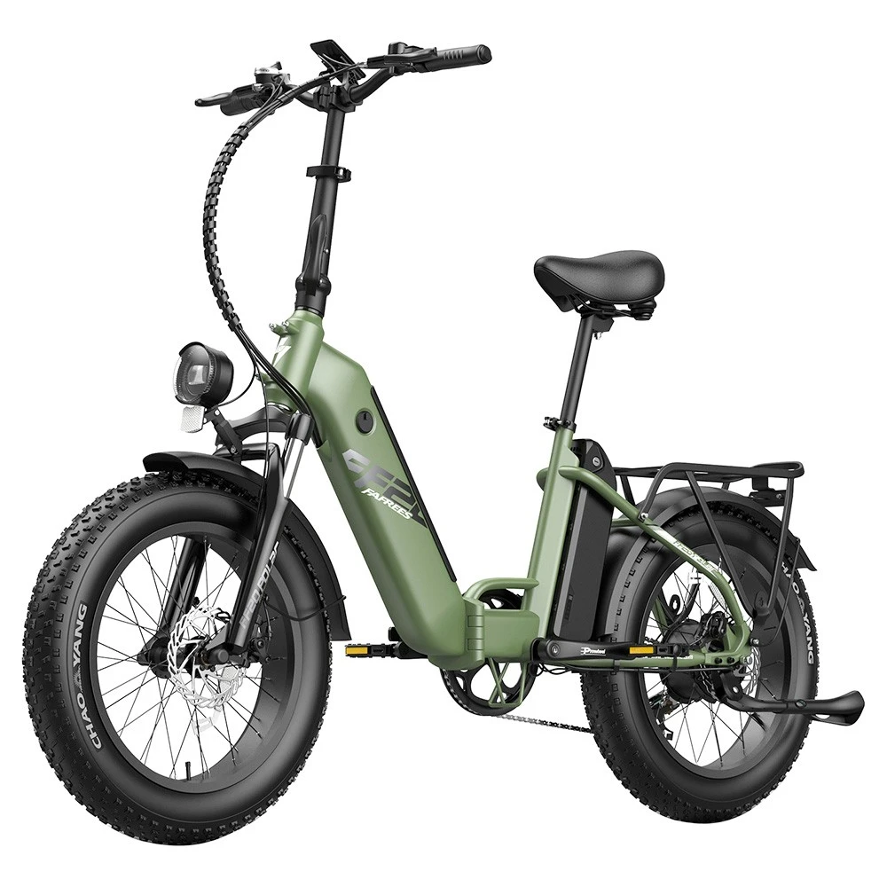 FAFREES FF20 Polar Electric Bike 48V 500W Motor 40Km/h Max Speed Dual 10.4Ah Batteries For 150KM Range 20*4.0 Inch CHAOYANG Fat Tire Double Disc Brakes Shimano 7-Speed Gear LCD Color Display - Green - Image 4