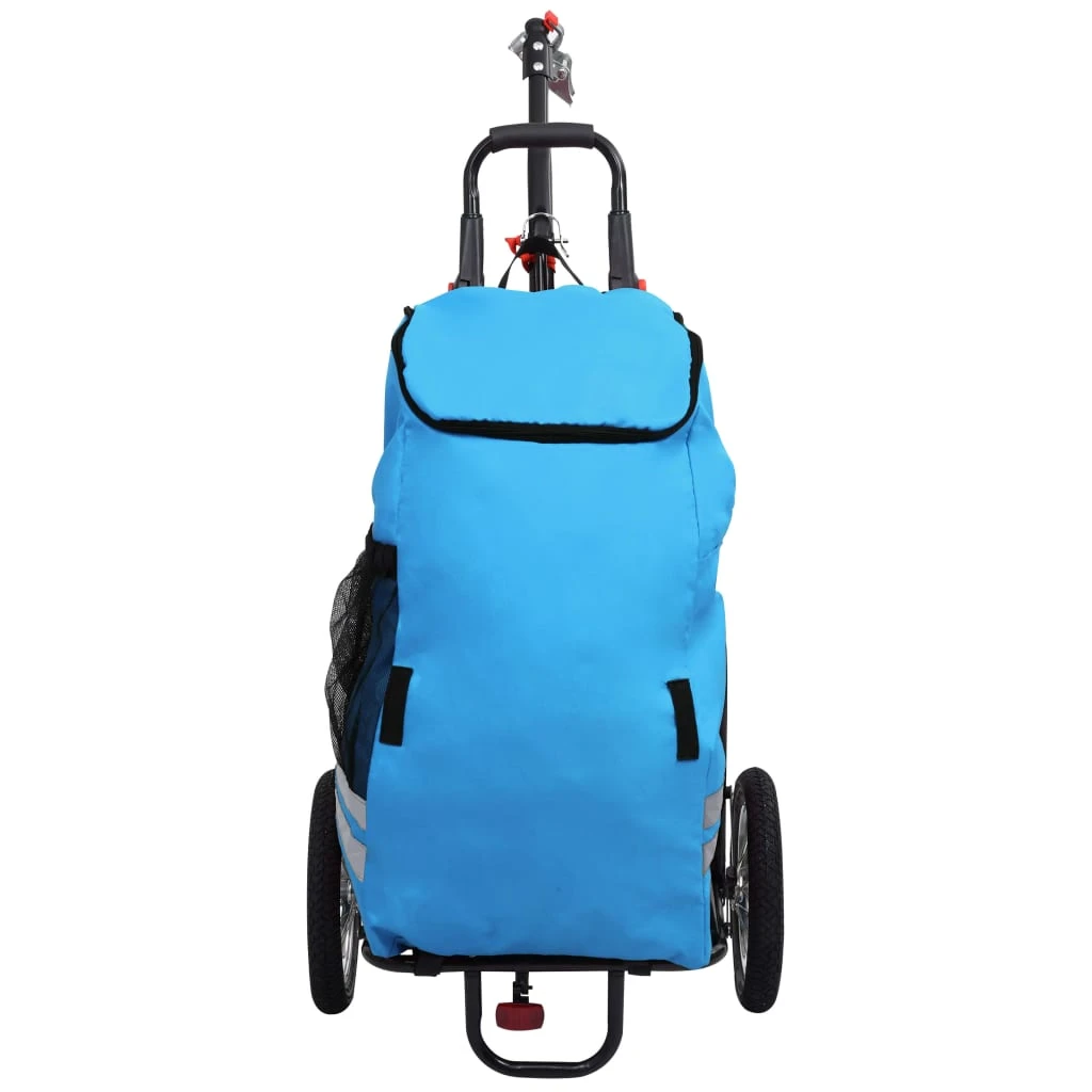 Folding Cargo Bike Trailer With Grocery Bag Blue And Black - Image 3