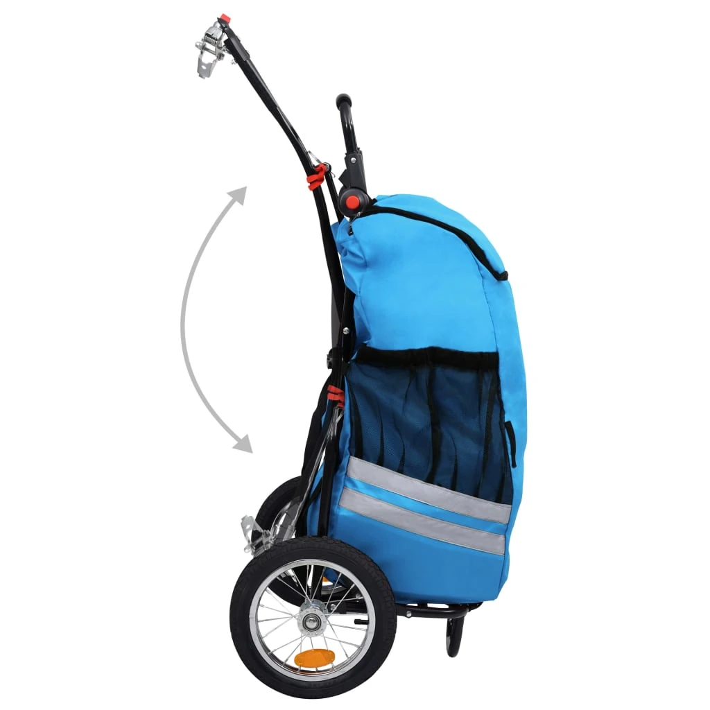 Folding Cargo Bike Trailer With Grocery Bag Blue And Black - Image 5