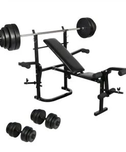 Folding Weight Bench Dumbbell Barbell Set Home Gym