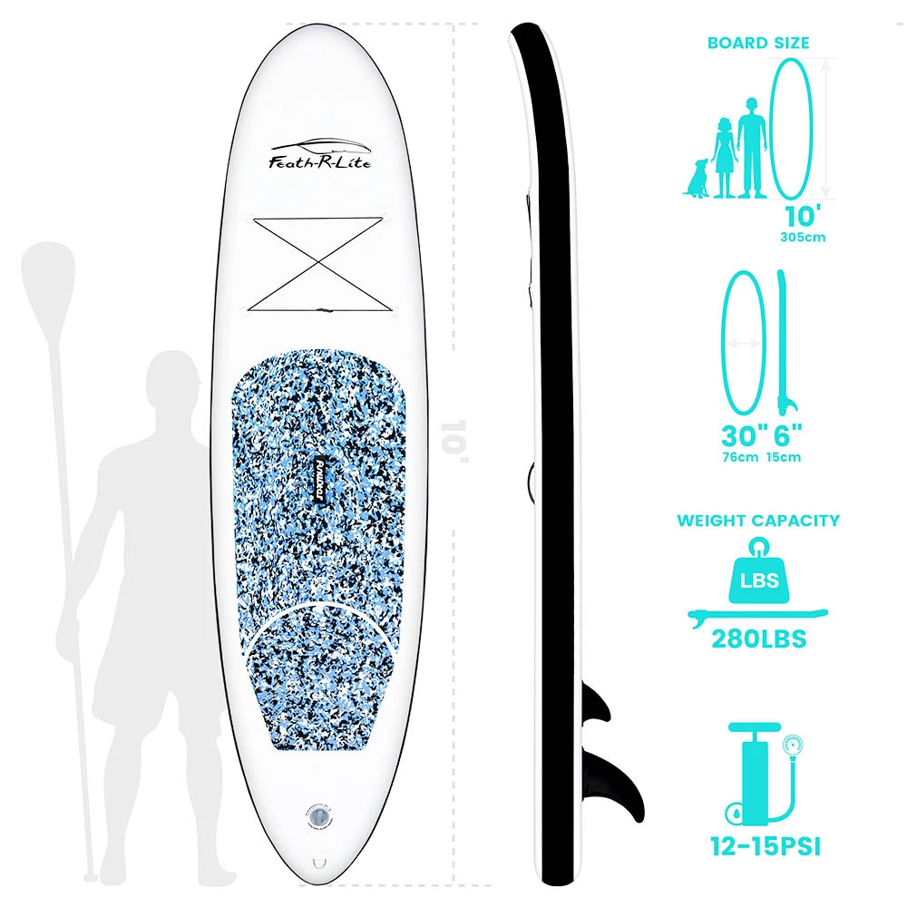 FunWater SUPFR04A CAMOUFLAGE Inflatable Stand Up Paddle Board 10'' Long 30' Wide 6' Thick Blue - Image 2