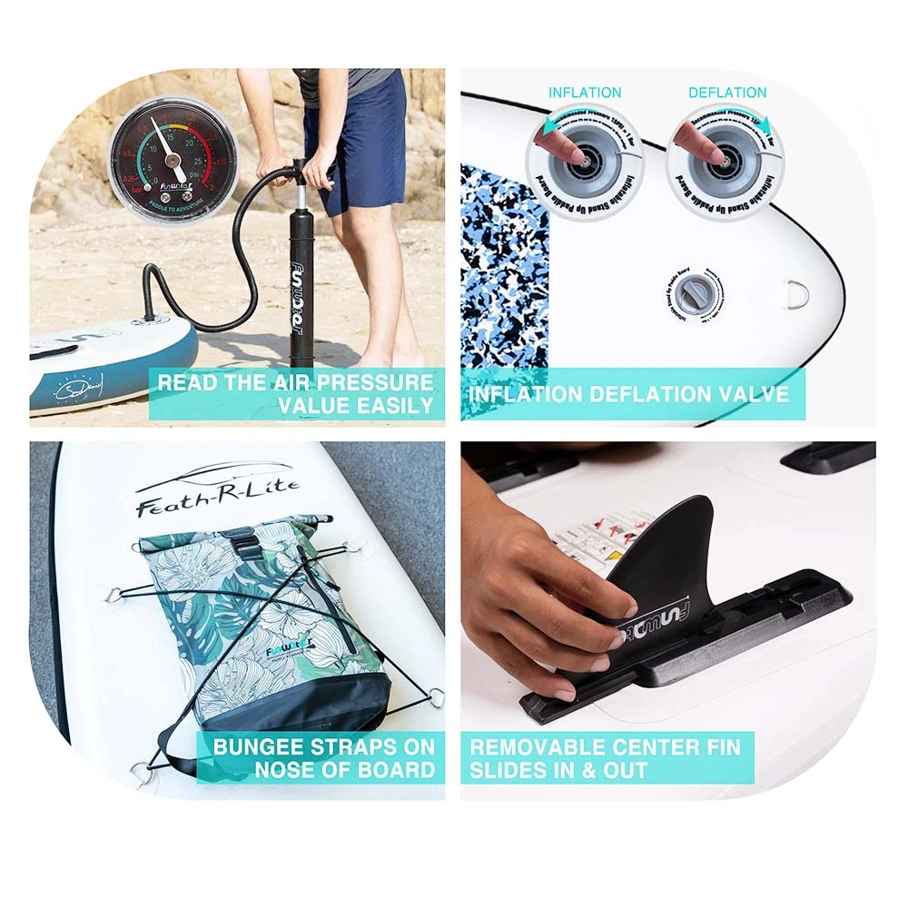 FunWater SUPFR04A CAMOUFLAGE Inflatable Stand Up Paddle Board 10'' Long 30' Wide 6' Thick Blue - Image 3